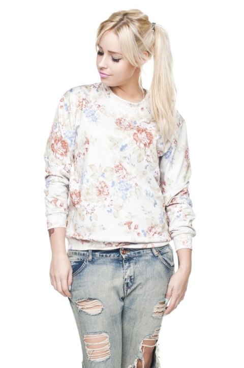 Produkt Przykładowy Bluza z Kwiatowym Nadrukiem w Stylu Vintage Produkt Przykładowy Bluza z Kwiatowym Nadrukiem w Stylu Vintage